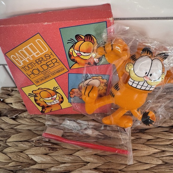 1978 Garfield Toothbrush Holder And Toothbrush - Picture 2 of 6